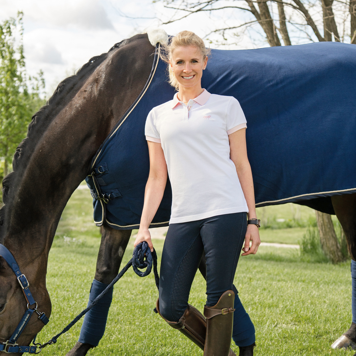 Tailliertes Polo Shirt mit Perlenstickerei